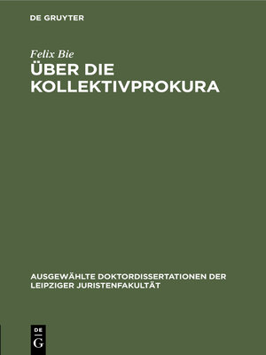 cover image of Über die Kollektivprokura